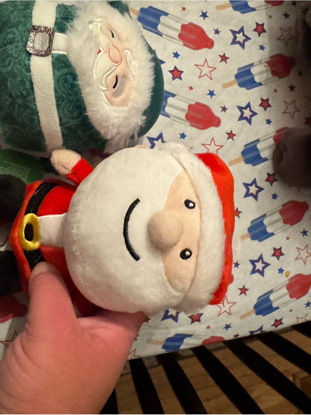 Plush Santa Figure with Soft White Beard - Red & White